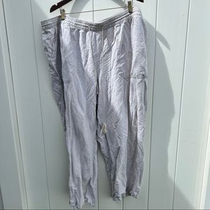 Lane Bryant Capri Cropped Pants 26/28 Beige Linen Wide Leg Drawstring Pull On